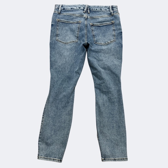 Good American Maternity Jean 8 Blue Distressed Stretch Skinny Denim Elastic Side - Picture 3 of 11